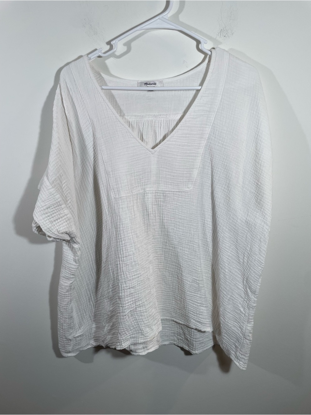 Madewell crinkled gauze cotton popover blouse XXL
